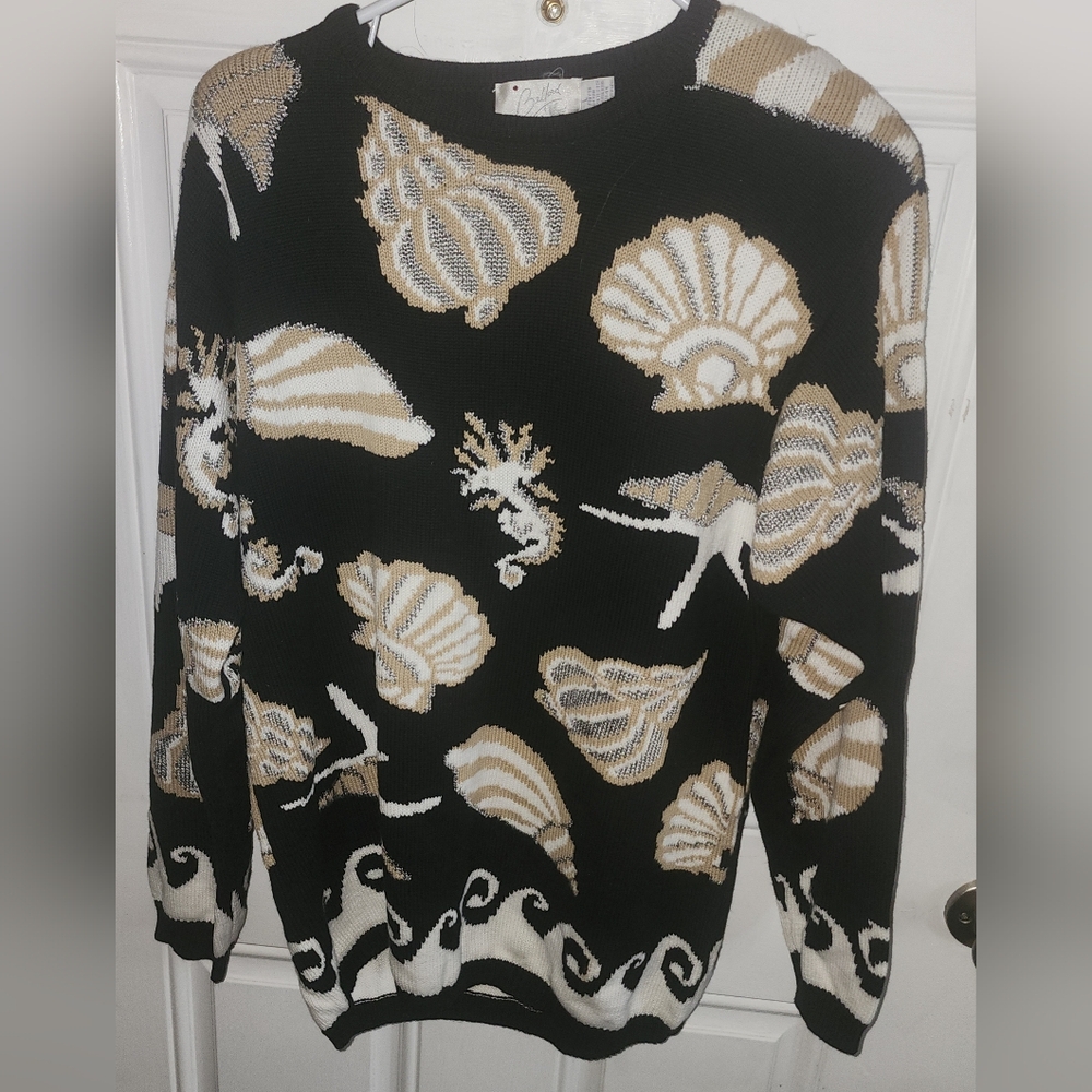 Vintage 80's  Berek Under the Sea Novelty Sweater Size L